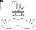 Movember, événement qui est célébré au cours du mois de novembre de chaque année dans de nombreux pays dans le monde entier pour mieux faire connaître les problèmes de santé spécifiques des hommes. Movember, le nom vient de la combinaison de la Moustache (moustache) et November (novembre). Logo de la Fondation Movember et une moustache, l'élément clé de la campagne annuelle