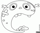 La lettre C est un monstre avec deux grands yeux et une grande bouche ouverte avec dents et la langue dehors
