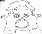 Le monstre de la lettre A est un monstre avec les yeux, la bouche et avec deux bras courts complètement ouvertes