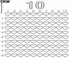 Les petits coeurs nous seront utile pour apprendre à compter jusqu'à le nombre dix, 10
