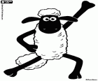 Le mouton Shaun sur l'un de ses pas de danse célèbre. Shaun est un mouton très spécial