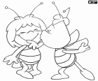 Willy s'embrasser sur la joue à Maya l'abeille