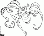 Une image spectaculaire à colorier de Stella, une des fées Winx Club. Stella est la fée du soleil brillant