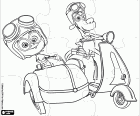 Puzzle avec Peabody, Sherman et la moto scooter avec side-car