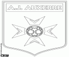 Emblème de l’Association de la Jeunesse Auxerroise, AJ Auxerre, club de football basé à Auxerre, capitale du département de l’Yonne, en Bourgogne, France