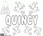 Quincy, nom utilisé en anglais pour garçon et fille, nom qui vient du nom de famille Quincy, variante de Quincey