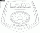 Logo du FK Lada Togliatti, club de football basé à Togliatti ou Togliatti, ville de l’Oblast de Samara, dans le sud-est de la Russie européenne. Futbolnyj Kłub Lada Toljatti, nom originel russe transcrit