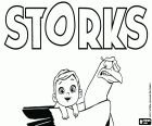 Le logo original en anglais de  Storks, Cigognes et cie, un film d’animation sur la légende de cigognes et les bébés