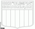 Insigne du Grudziądzki Klub Sportowy Olimpia Grudziądz, club de football basé à Grudziądz, ville à côté de la Vistule, dans la voïvodie de Cujavie-Poméranie, dans le nord de la Pologne