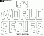 Un logo des World Series, la Série mondiale, Championnat en fin de saison, à l’automne, entre les champions des deux ligues professionnelles, Ligue nationale et la Ligue américaine de baseball