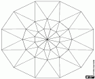 Dessin à imprimer et colorier avec trois dodecagonnes concentriques que se décomposés en triangles pour les théories chromatiques