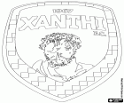 Logo de Athlitikos Omilos Xanthi, club de football dont le siège est à Xanthi, ville de la région de Macédoine orientale et Thrace, dans le nord-est de la Grèce