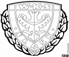 Bouclier de WKS Śląsk Wrocław, Wrocławski Klub Sportowy Śląsk Wrocław SA, club de football basé à Vratislavie ou Wroclaw, ville sur les rives de l’Oder et la capitale de la Voïvodie de Basse-Silésie dans le sud-ouest de la Pologne