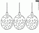 Trois boules de Noël avec de nombreuses stars dessinés pour accrocher sur les décorations de Noël