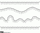 Un dessin à colorier avec quatre guirlandes avec des lumières décoratives de Noël
