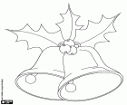 Deux cloches de Noël ornées de feuilles de houx