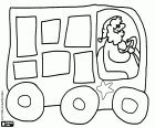 Santa Claus dans son petit camion ou une camionnette de livraison de cadeaux de Noël
