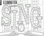 L'enseigne lumineuse de Sing dans le bâtiment du théâtre de producteur musical Buster Moon, dans le film d’animation