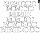 Les numéros de 2300, 2400, 2500, 2600, 2700 et 2800 en numération romaine