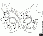 Un beau masque pour le Carnaval, masque décoré avec la lune et les étoiles
