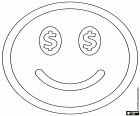 Smiley avec les signes du dollar dans les yeux, la représentation de l’amour de l’argent