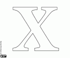 Le nombre dix, 10, dans le système romain numérique est le symbole X. Le nom d’origine romain de X est DECEM, decem, et a son origine dans le signe utilisé par les étrusques