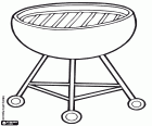 Un barbecue portable rond avec trois jambes. Il s’agit d’une grille de barbecue qui utilise du charbon de bois comme combustible