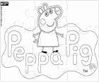 Un puzzle à colorier, découper et jouer avec le logo de la plus célèbre petit cochon, Peppa Pig