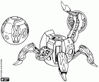 Une sphère de Bakugan se transforme en Fencer, un Bakugan mécanique qui ressemble à une araignée mécanique à quatre pattes