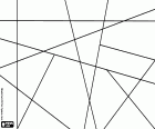 Une composition géométrique aux lignes de différents angles d’inclinaison. L’objectif pédagogique est d’identifier les différents types d’angles