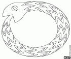 L’ouroboros est un symbole qui vient de l’iconographie de l’Egypte ancienne. L’ouroboros est un serpent mordant sa propre queue. L’ouroboros est devenu un symbole pour le Gnosticisme et l’hermétisme