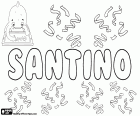 Santino, diminutif en italien de Santo, nom masculin d’origine médiévale. Santino est également un patronyme italien