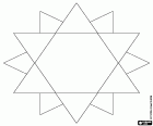 Une étoile pour représenter la théorie des couleurs. L’étoile principale est formée de deux triangles équilatéraux inversés. Les six autres points de l’étoile sont pour la rotation des deux autres triangles équilatéraux