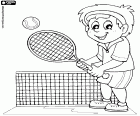 Les sports individuels comme le tennis sont aussi intéressants pour les enfants. Dans ce Coloriage, nous voyons un enfant avec la raquette de tennis à côté du filet dans le court de tennis