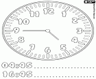 04:45 et 16:45, pour apprendre les heures sur l’horloge, maintenant il est cinq heures moins le quart du matin ou d'après-midi