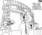 L'Ours Yogi et Boo Boo à l’entrée de Jellystone Park, une scène du film d’animation