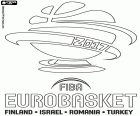 Le logo de FIBA EuroBasket 2017, Championnat d’Europe de basket masculin du 31 août au 17 septembre 2017, dans quatre pays, la Finlande, Israël, Roumanie et Turquie