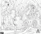 La princesse Celestia, la princesse Luna et la princesse Candance. Les Princesses Royales Alicornes d’Equestria à l’intérieur de la salle du trône royal, dans le château de Canterlot