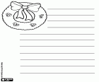 Une feuille pour écrire votre lettre de cadeaux souhaités, avec une couronne de Noël comme décoration