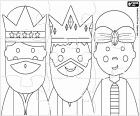 Un puzzle de couleur avec les visages des Rois mages de l’Orient, Melchior, Gaspard et Balthazar