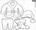 Casse-tête avec robe typique du Santa Claus pour Noël : manteau, pantalon, chapeau et bottes