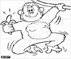 Casse-tête avec un chimpanzé accroché à une liane avec une banane dans la main