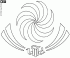 Logo de l'équipe nationale géorgienne de rugby, connue sous le nom de Lelos et Borjgalosnebi qui signifie les hommes de Borjgali. Le borjgali est le symbole géorgien du soleil et le symbole officiel de la Géorgie