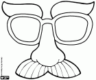 Un masque avec des lunettes, de grands sourcils et une moustache pour célébrer le carnaval