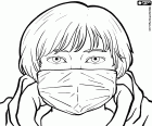 Un visage de garçon avec un masque, dessiné dans le style d’anime - manga