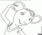 Le visage souriant de la ballerine Viki, l’une des amies d’Angelina Ballerina