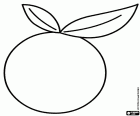 Un orange dessiné de manière simple pour la coloration. Les oranges sont des agrumes, ce sont les fruits des orangers. Il existe de nombreuses variétés d’orangers, les arbres fruitiers du genre Citrus