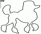 La silhouette d’un caniche avec les cheveux des jambes coupés. Les caniches sont des chiens élégants, fiers et intelligents