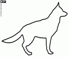 La silhouette d’un berger allemand, l’une des races de chiens les plus populaires au monde. Le berger allemand est un excellent gardien, ainsi qu’un chien très travailleur, intelligent et affectueux.