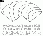 Le logo des Championnats du monde d’athlétisme 2022 organisés par l’IAAF qui se déroulent à Eugene, Oregon, USA, du 15 au 24 juillet 2022